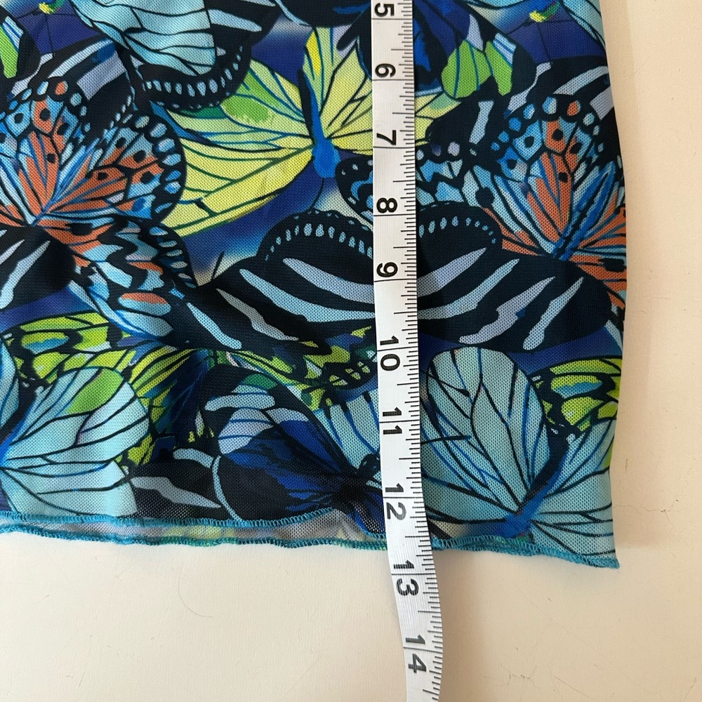 Outcast Blue Whimsical Butterfly Print Mesh Women’s Sexy Mini Skirt NWOT Size M - Picture 11 of 12